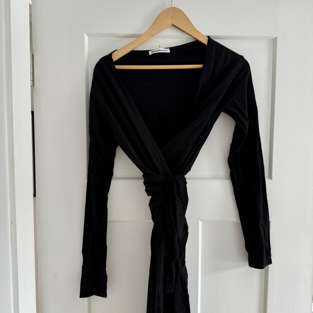 Reformation black long sleeve wrap dress - S - never worn